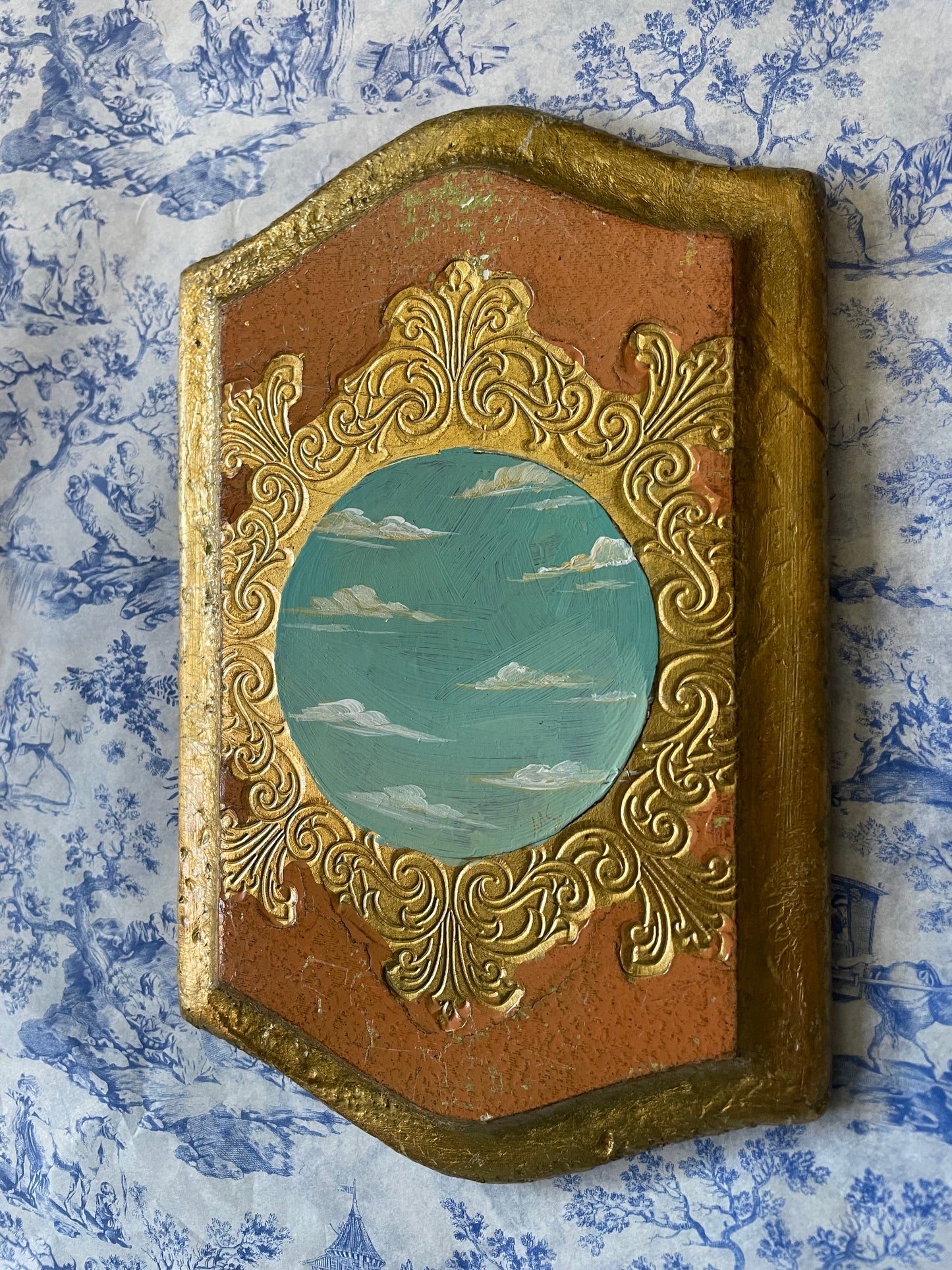 “Sunny” Painting in Vintage Italian Panel Frame