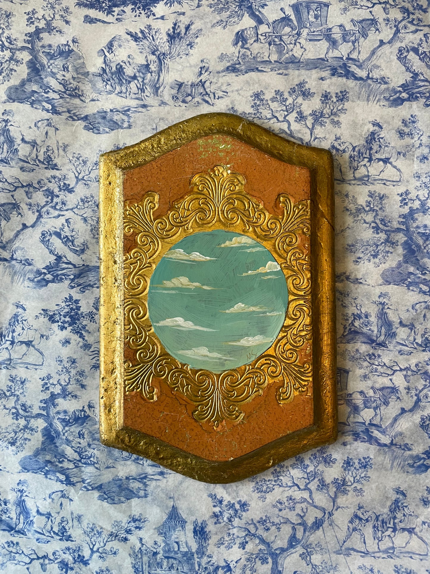 “Sunny” Painting in Vintage Italian Panel Frame