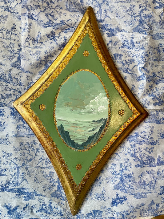 “Coast” Original Painting in Vintage Italian Panel Frame