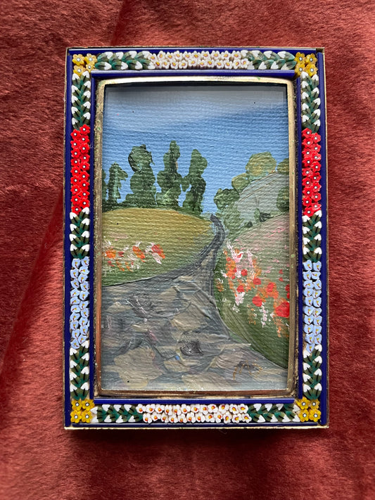 “Wildflowers” Original Painting in Micromosaic Antique Frame