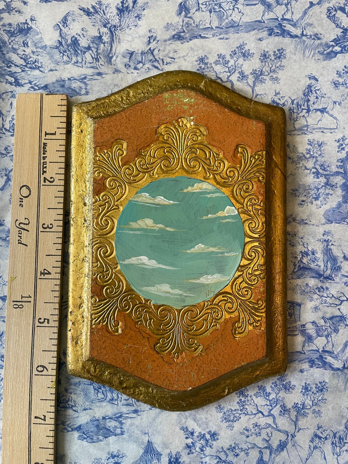 “Sunny” Painting in Vintage Italian Panel Frame