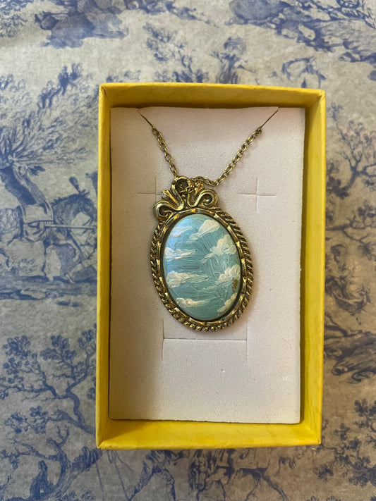 Cloud Painted Vintage Cameo necklace
