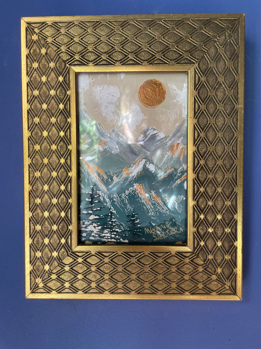 “Grey Mountains” Print in Vintage Frame